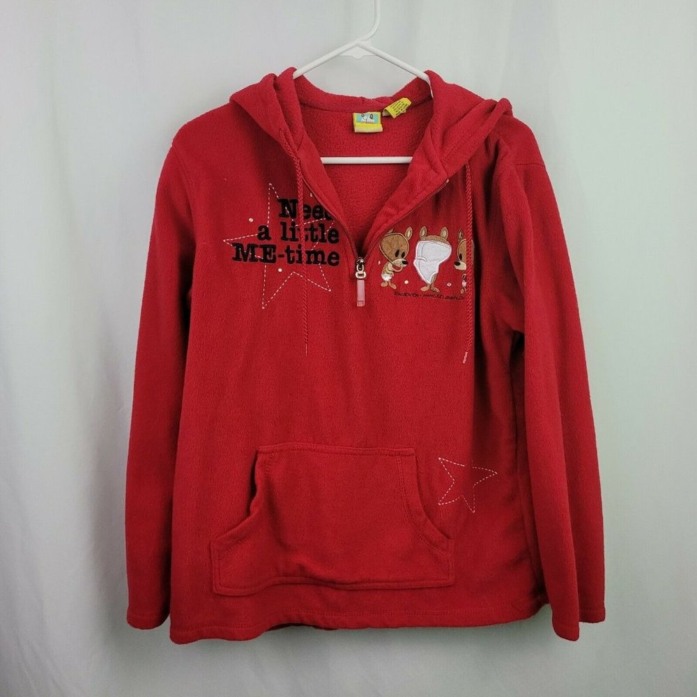 Jim Benton L Large Red Half Zip need a little me time fleece pullove jerry leigh